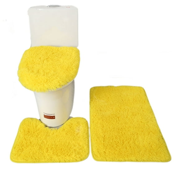 AUQ Bathroom Rugs,Soft Modern Minimalist 3 Piece Bathroom Rug Set,Comfortable Non-Slip Bath Mats for Home Use,Yellow