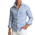 thumbnail image 2 of RUTAYY Men's Shirts Casual Turndown Collar Long Sleeve Striped Pattern Formal Business Comfortable Button Down Daily Wear Relaxed Holiday Blouse, 2 of 3