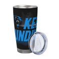 thumbnail image 2 of Taza térmica duradera de acero inoxidable 304 con tapa y pajita con temática del equipo de fútbol Panthers Taza térmica de acero inoxidable de 20 oz Taza para automóvil Adecuada para bebidas frías y, 2 of 8