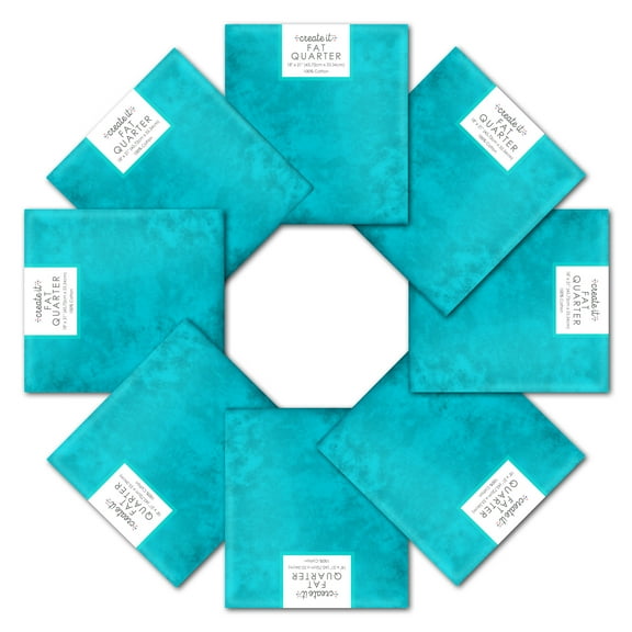 Create It 18"x21" 100% Cotton Textured Precut Sewing & Craft Fabric, Turquoise 10 Pieces