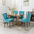 thumbnail image 3 of Dining Chairs Set of 2, LEGAHOME Blue Fabric Upholstered Dining Chairs, Mid-century Kitchen Chairs with High Back, Bronze Nail Head, Solid Wood Legs, Blue, 2 Pcs, 3 of 9