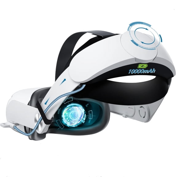 2026 VR Head Strap with 10000mAh Battery for Oculus/Meta Quest 2, Fast Charging VR Power, Adjustable Battery Pack for Meta Elite Strap Replacement Extend 8H Playtime, Enhanced Comfort