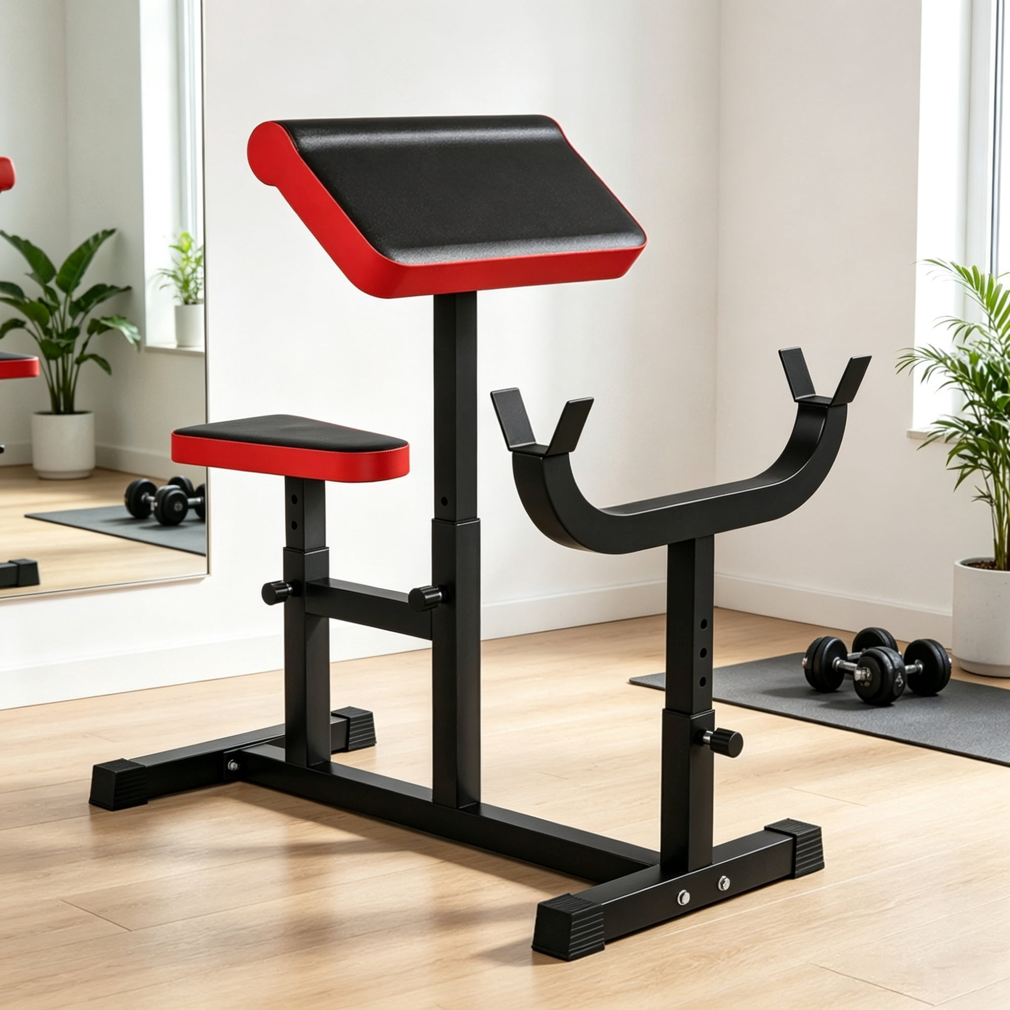 265 LBS Black Preacher Curl Bench, Adjustable Seated Arm Isolation Station for Barbell Dumbbell Bicep Strength Training