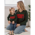 thumbnail image 4 of Mommy and Me Matching Outfits Christmas Pullover Long Sleeve Crewneck Letter Embroidery Sweatshirts, 4 of 7