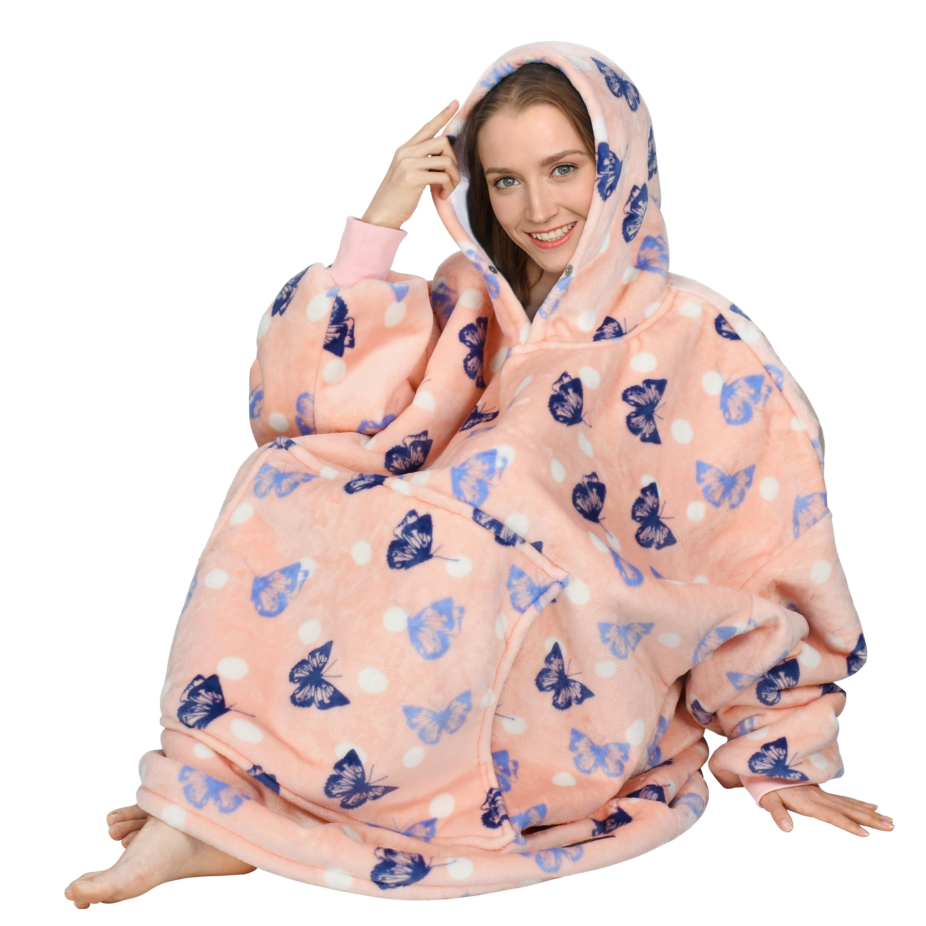Solaris Oversized Sherpa Pullover, Christmas Wearable Blanket Hoodie Sweatshirt (Women's Men's Adult)