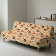 thumbnail image 2 of Xixirimido Armless Sofa Slipcover Stretch Futon Cover Queen Sofa Bed Covers Washable Elastic Couch Cover Home Furniture Protector, Turkey Pumpkin Fall Leaf, 2 of 8