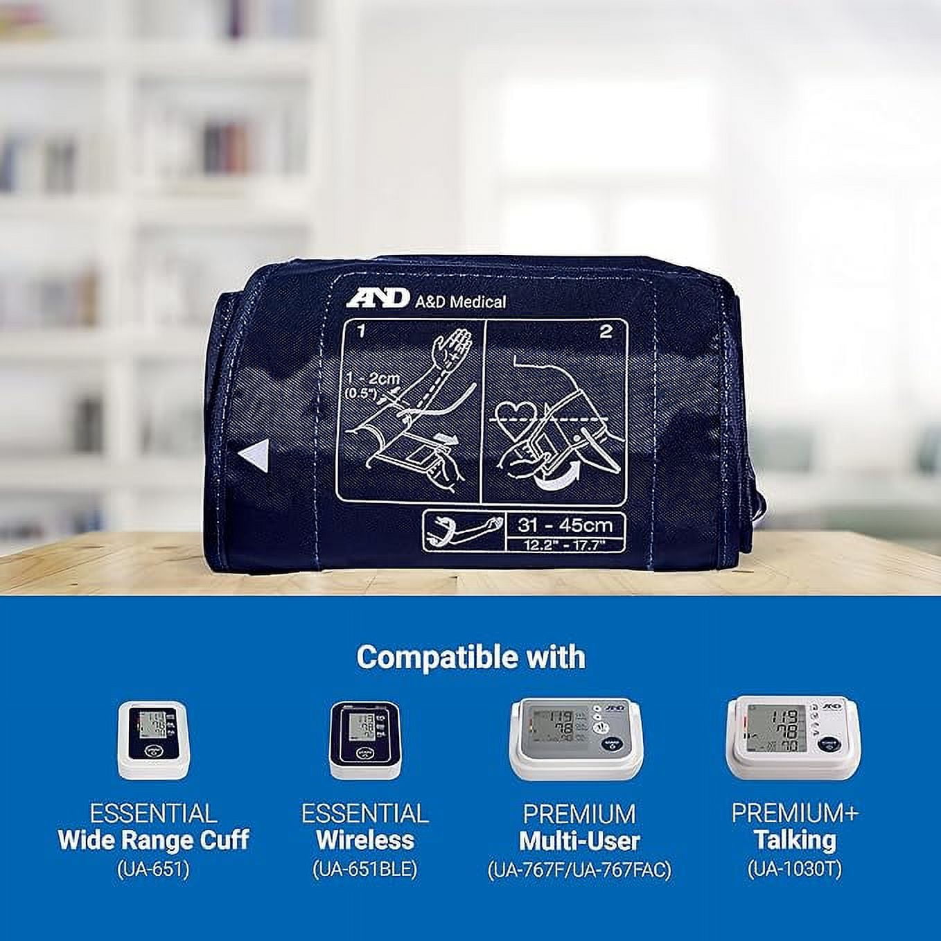 A&D Medical Large Upper Arm Blood Pressure Monitor Replacement Cuff, Latex-Free, ISO Connector (UA-291A)