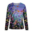 thumbnail image 4 of USSUMA Tops For Women - Womens Tops Dressy Casual Sexy Geometric Lace Patchwork Pattern Shirt O-Neck Long-Sleeves Women's Early Autumn Tees Sweatshirts Sport Basic Stretch Shirt, 4 of 5