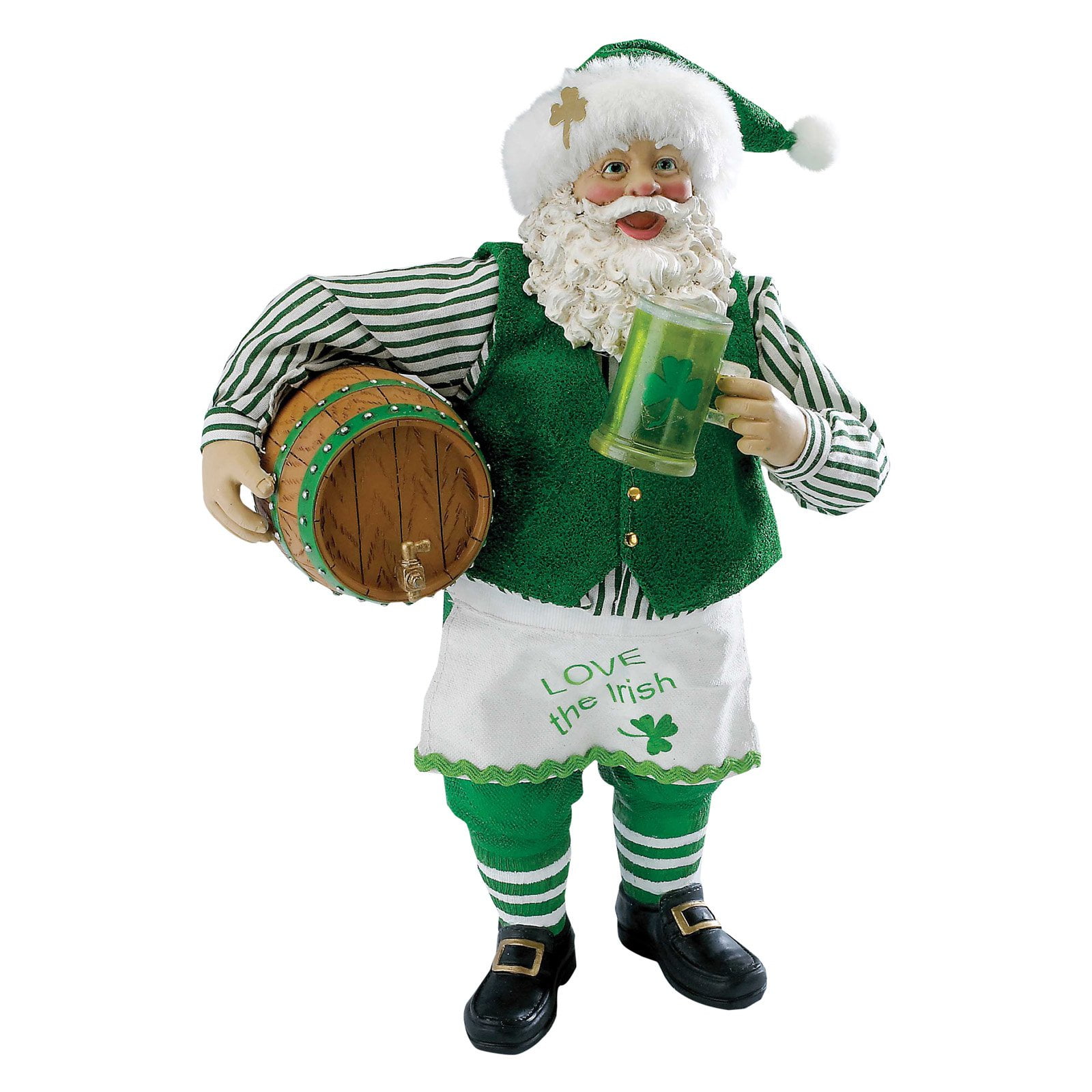 Kurt Adler 10" Musical Irish Santa with Beer Barrel