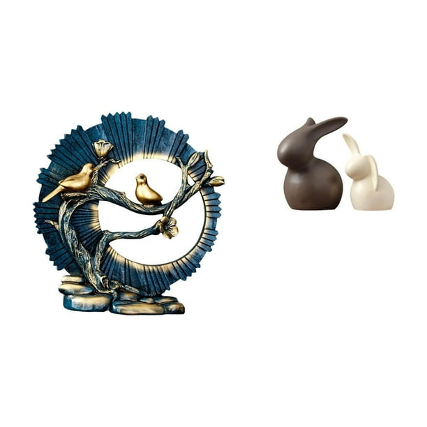 Juego de figuras de conejo de resina para decoración del hogar, estatua de cerámica, decoración de Pascua, estantería, sala de estar, escritorio, arma