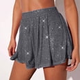thumbnail image 2 of Miluxas Women's Sequin Skirt Sparkle Stretchy Bodycon Mini Skirts Party Club Short Dress with shorts Silver, 2 of 6