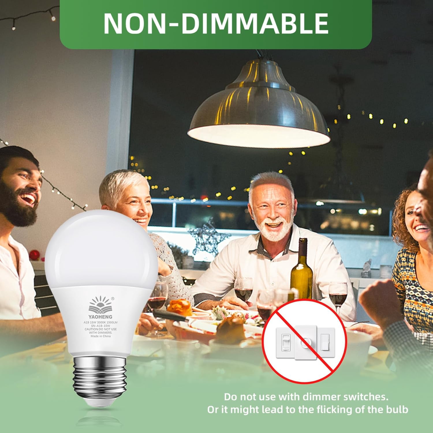 UKLL-A19 LED Light Bulb, 100 Watt Equivalent LED Bulbs, 3000K Warm White, 1500 Lumens, Standard E26 Base, Non-Dimmable, 15W Super Bright Light Bulbs for Home, Office Lamp, ETL Listed(10-Pack)