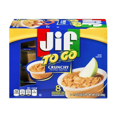 (24 Cups) Jif To Go Crunchy Peanut Butter, 1.5 oz