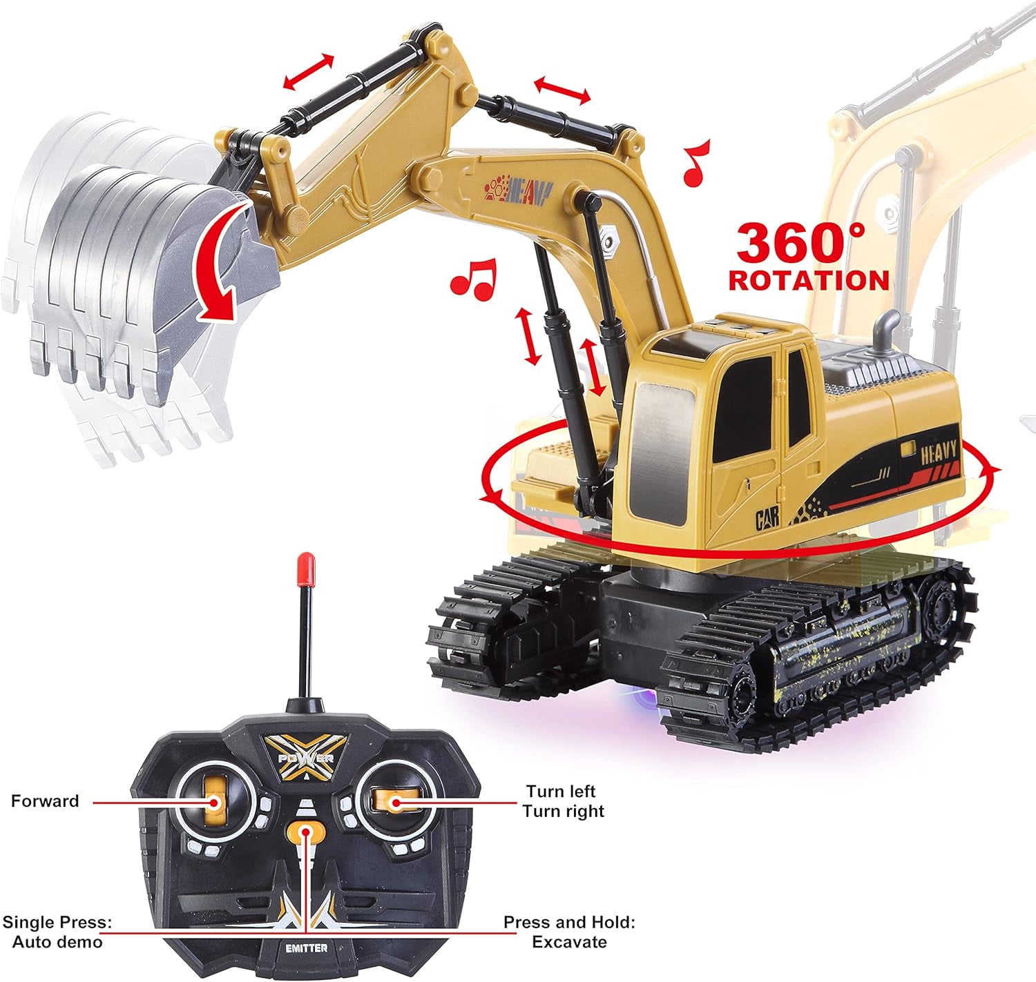 Joyfy 2 PCS Remote Control Excavator Construction Toys for Boys 3 5, Powered RC Excavator & RC Dump Truck Full Function Construction Vehicles Toys with Shovel, Christmas Birthday gift for Kid 5-8-12