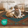 thumbnail image 4 of ODIKA 5'x7' Washable Area Rug Easy Care, Non-Shedding, Pet Friendly, Hooks Terracotta Cowboy Ochre Southwestern Aztec Motif Band Round for Small Living Room, Bedroom, 4 of 6