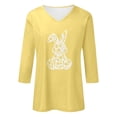 thumbnail image 4 of Easter Ladies Tops and Blouses Print Collar 3/4 Sleeve Beach Clothes for Women,Yellow,XL, 4 of 4