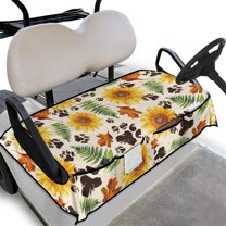 Yuyamidu Cute Dog Paw Golf Cart Seat Covers, Fall Sunflowers Club Car Cushion Covers with 4 Front Pockets Universal Golf Cart Accessories Fits in 2-Seat Golf Carts