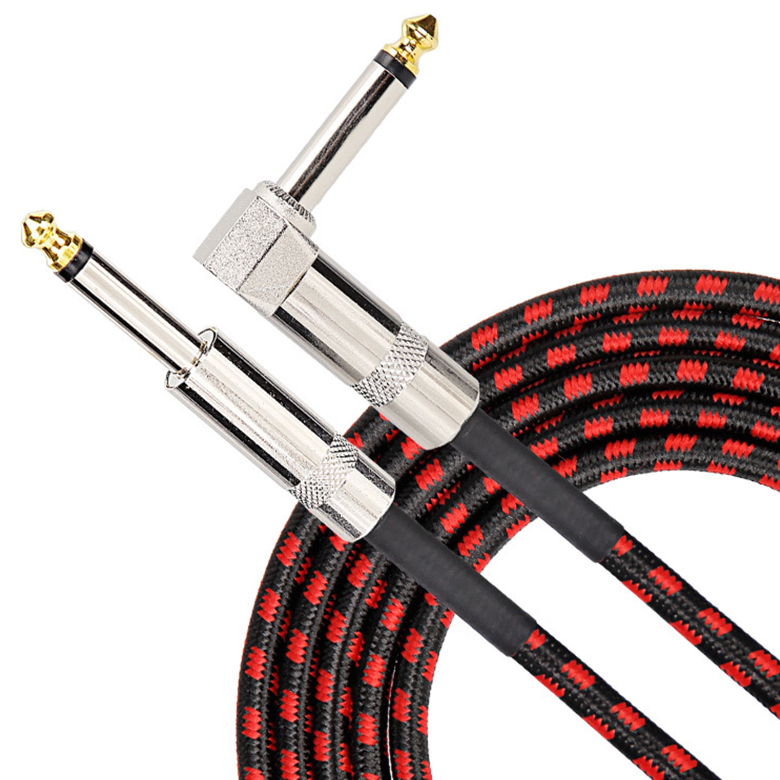 Nylon Guitar Cable 1/4inch Electric Guitar Cord Right Angled Electric Guitar Cable 6.35mm Plugs Instrument Cable for Basses