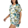 thumbnail image 2 of Bingfone Watercolor Leaves Print Pajamas Sets for Women Soft Short-Sleeved Pjs with Lounge Shorts Two Piece Sleepwear, 2 of 8