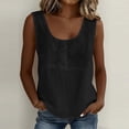 thumbnail image 5 of Women's Linen Tank Tops Floral Embroidered U-neck Sleeveless Beach Travel Casual Summer Tee Shirts Blouses (XL, Black), 5 of 7