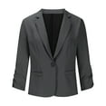 thumbnail image 4 of Womens Blazer Open Front Casual Cardigan Ruched Sleeve Work Office Blazer Jacket with Pockets Dark Gray XXL, 4 of 7