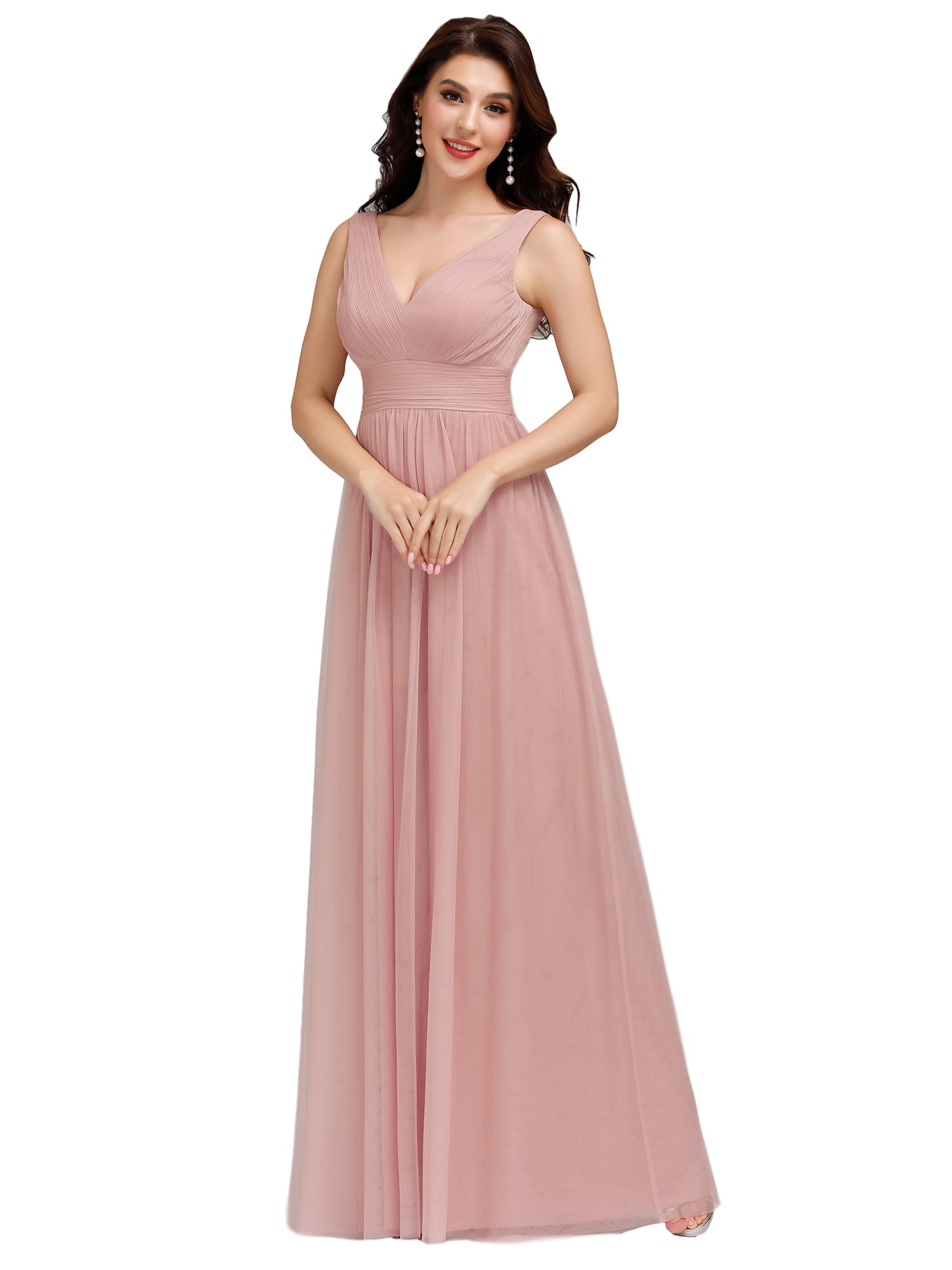 Everpretty EverPretty Women's Dusty Blue Double VNeck Bridesmaid