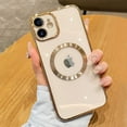 thumbnail image 6 of Compatible with iPhone 12 Magnetic Clear Case,Luxury Plating Bling Transparent Shockproof MagSafe Case with Full Camera Lens Protector for iPhone 12 Women Girl Men-Elegant Golden, 6 of 14