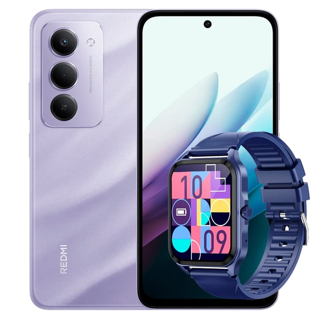 Smartphone Xiaomi Redmi 15 Dual SIM 128GB Morado 6+6GB RAM + Smartwatch Q1 azul