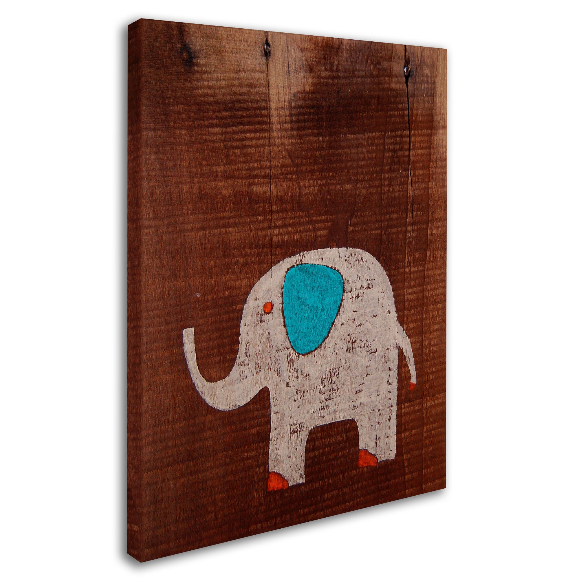 Trademark Fine Art "Elephant on Wood" Canvas Art by Nicole Dietz