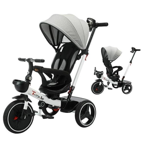 Triciclo para bebés UBRAVOO, cochecito de bicicleta de empuje 6 en 1 con toldo de 18 a 60 m
