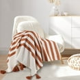 thumbnail image 6 of Ox Bay Orange/White Striped Cotton Throw Blanket, 50" x 60", 6 of 10