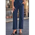 thumbnail image 2 of POGLIP Pantalon à Jambes Droites Longues à Cordon de Serrage Bleu pour Femmes, 2 of 6