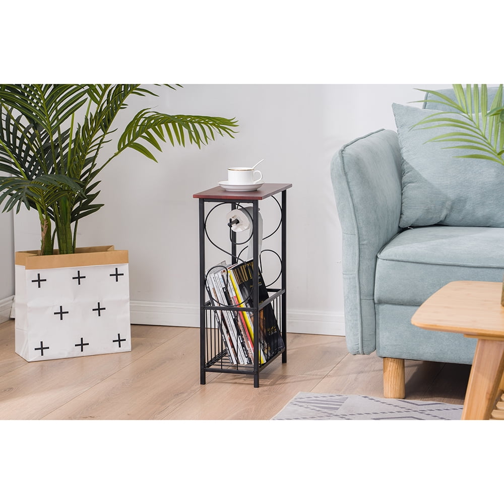 Kepooman End Table Storage Cabinet, Iron Side Table for Bedroom, Bathroom Table for Living Room, Dining Room Furniture, Brown Kepooman End Table Storage Cabinet, Iron Side Table for Bedroom, Bathroom Table for Living Room, Dining Room Furniture, Brown