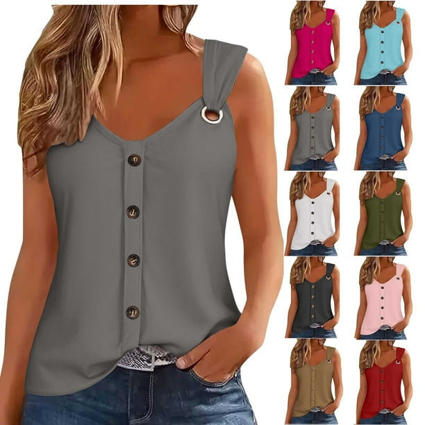 Tops sin mangas,Camisola para mujer, camiseta sin mangas, corte holgado, cuello redondo, ropa informal, uso doméstico, sopatenor