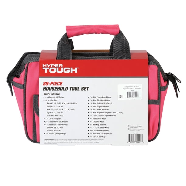 Hyper Tough 89-Piece Household Tool Set with 12-Pocket Zip-Up Tool
