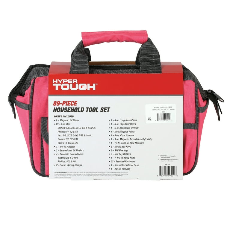 Hyper Tough 89-Piece Pink Household Tool Set Hyper Tough 89-Piece Pink Household Tool Set