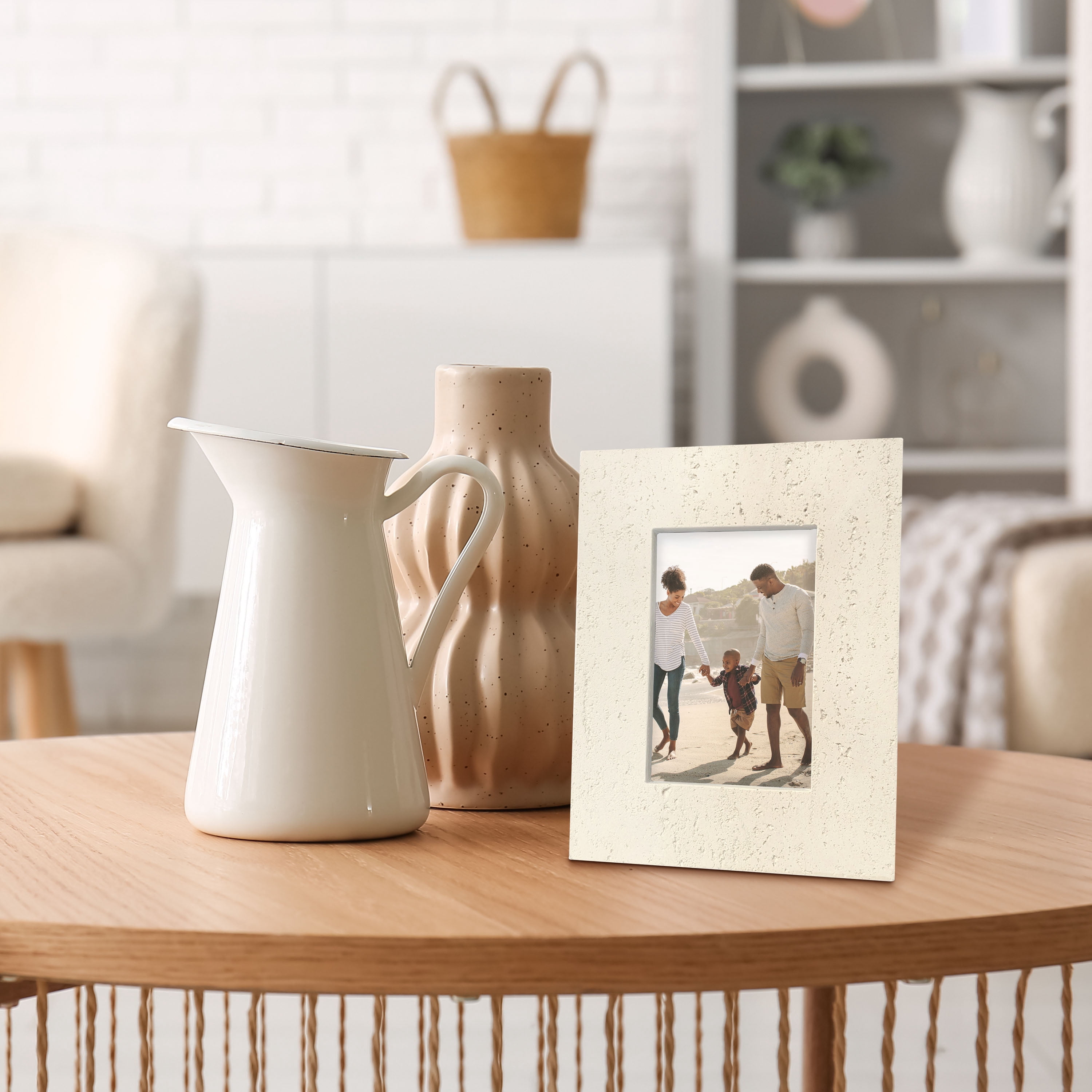 Bradley & Ballard - 4x6 inch Wide Sandstone Finsh Oval Photo Opening Tabletop & Wall Photo Frame