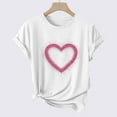 thumbnail image 3 of Women's Heart Print T Shirts Summer Funny Love Graphic Short Sleeve Tops for Teen Girl's, 3 of 4