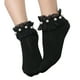 thumbnail image 3 of Calcetines retro Qarigey 1 par de encaje para mujer transpirables de algodón negro, 3 of 5