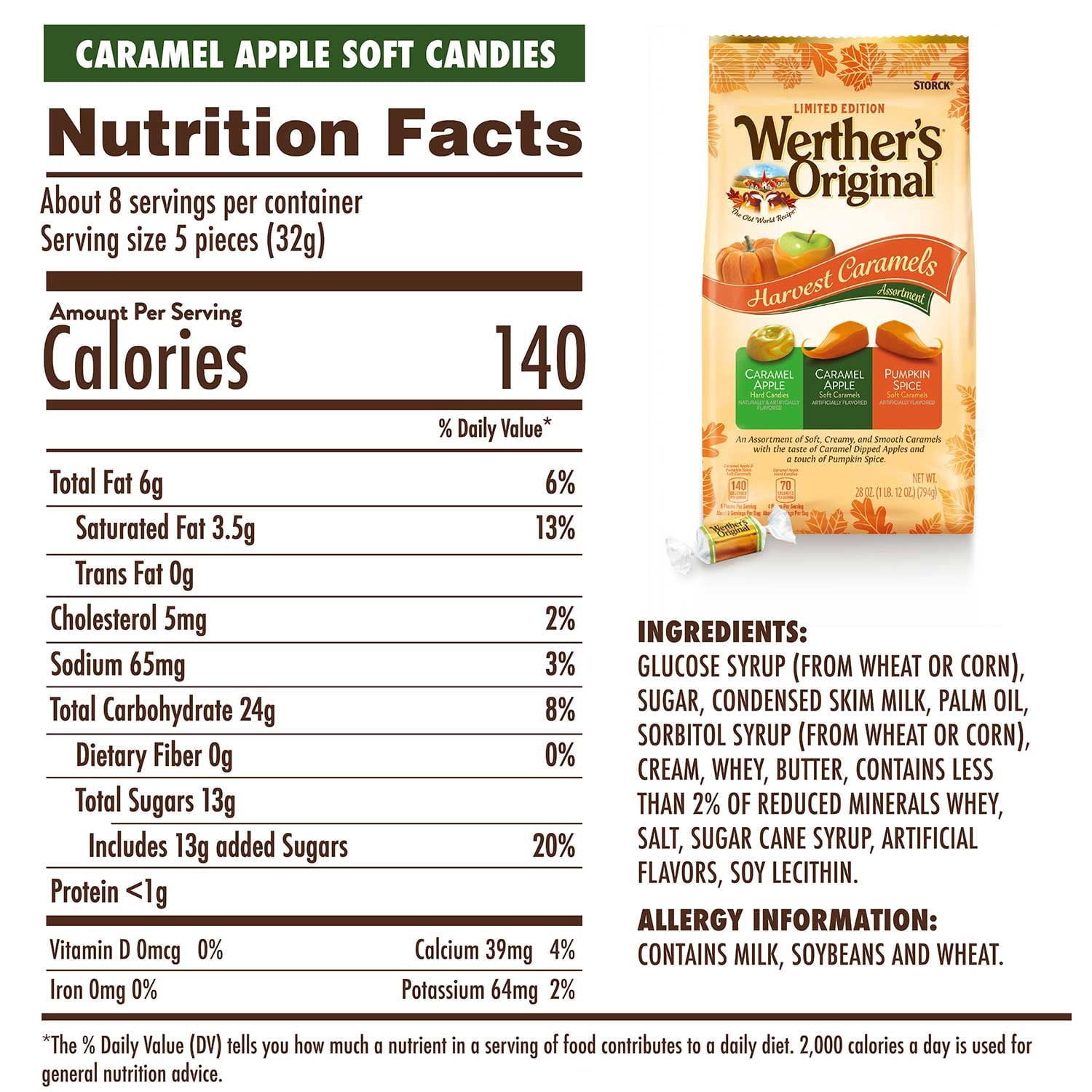 Werther's Original Individually Wrapped Harvest Caramel Assortment, 28 Ounce