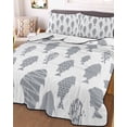 thumbnail image 3 of Quilts Twin-XL Size Bedding Set, Abstract Art Fish Grey Lightweight Quilted Comforter, Coastal Ocean Summer Soft Reversible Bedspread Coverlet with Pillow Covers for All Season, 68" x 98", 3 of 7