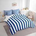 thumbnail image 4 of Feelyou Blue Abstract Teens Bedding Comforter Set 7pcs, Modern Geometric Lines King Bedding Sets, Farmhouse Ticking Stripes Reversible Bed Sheets, Luxury Bedroom Decor, 3pcs, 4 of 8