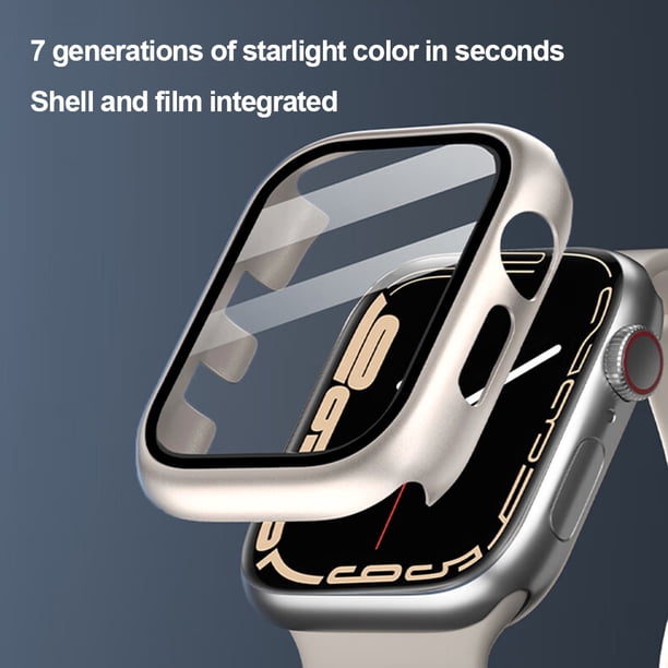 Caja De Reloj Estuche Para Reloj Con Protector De Marco De Vidrio Para Pantalla Para Apple Watch (Blanco 45 Mm)