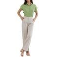 thumbnail image 2 of INSPIRE CHIC Cotton Linen Shirts for Women Button Down Short Sleeve Shirt Summer Casual Beach Blouses Tops L Green, 2 of 6