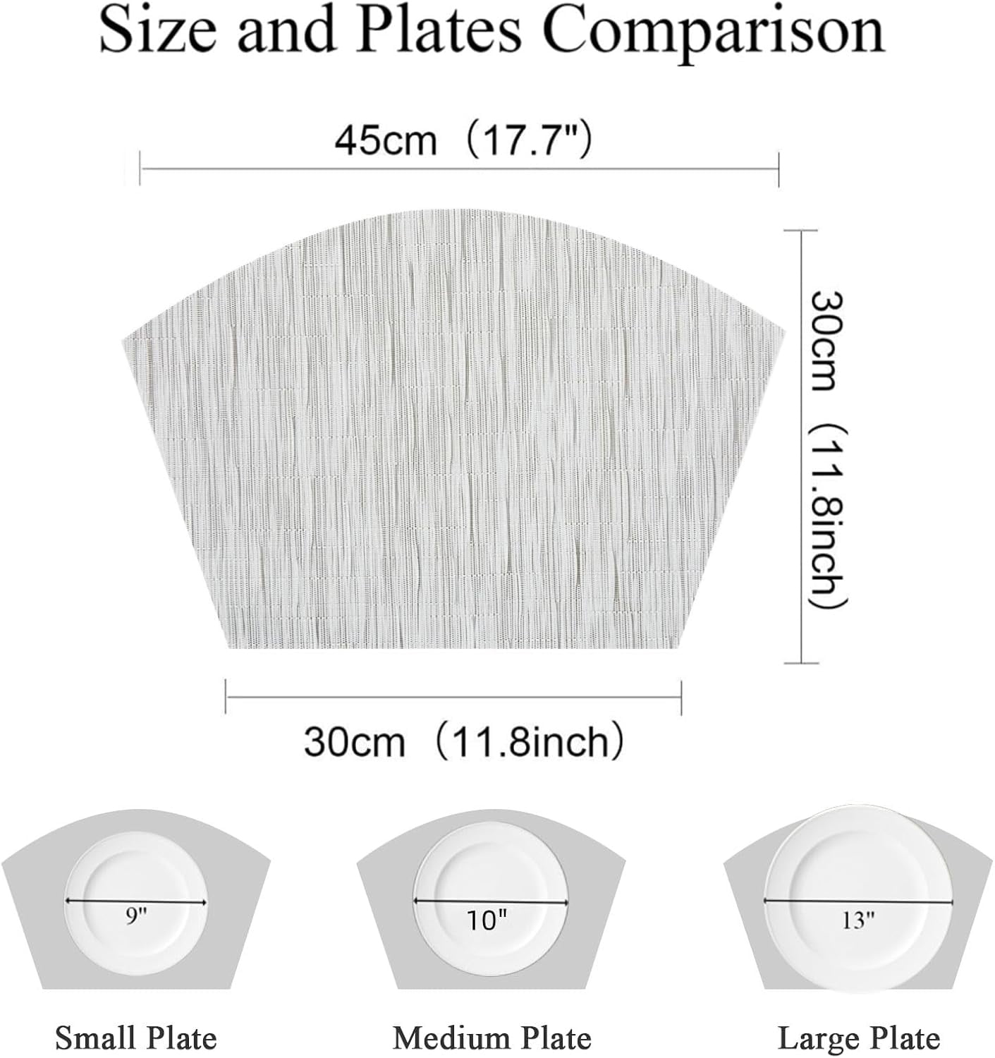 Round Table Placemats Set of 4 Wedge Shape Placemat Woven Vinyl Place Mats Heat Resistant Wipe Clean Dining Table Mats Home Table Decor (4, Tan)