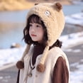 thumbnail image 5 of 2-8 Years Kids Winter Knit Cat Ear Beanie with Stripes, Cute Warm Hat for Boys Girls, 5 of 8