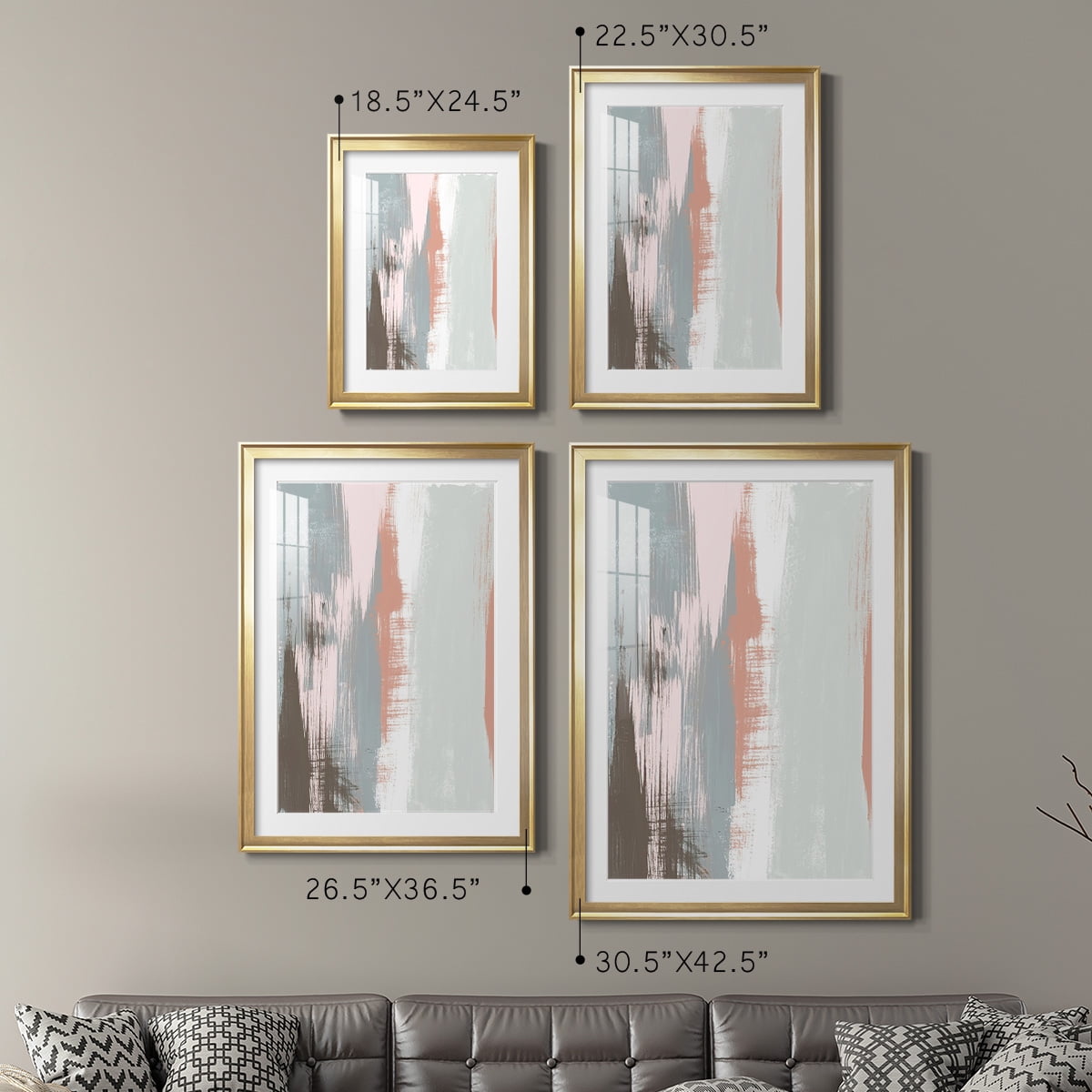Wexford Home Sandstone Peel I Premium Framed Print, 18.5" x 24.5" - Ready to Hang, Gold (Set of 2)
