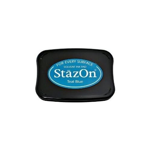 StazOn Multi-Surface Solvent Ink Pad Bundle - 3 Pk StazOn Solvent Ink Pads - Midnight Blue, Teal Blue, Caribbean Green - with Trebbies Detail Sticks