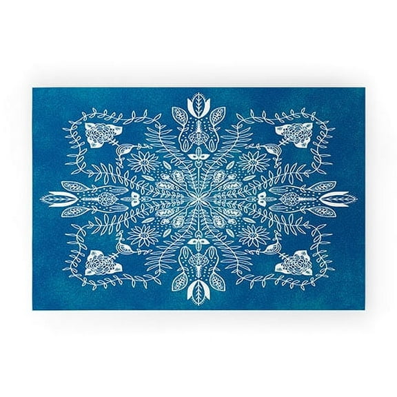 Society6 Sunshinecanteen Flores Cyan 30" x 20" Welcome Mat