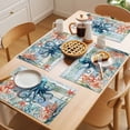 thumbnail image 5 of Octopus Coastal Placemats Set of 8 Summer Beach Ocean Coral Wooden Place Mats Indoor Wipeable Table Mats Washable Cloth Dining Table Placemats for Kitchen Holiday Party Home Decor 13x19 Inch, 5 of 9